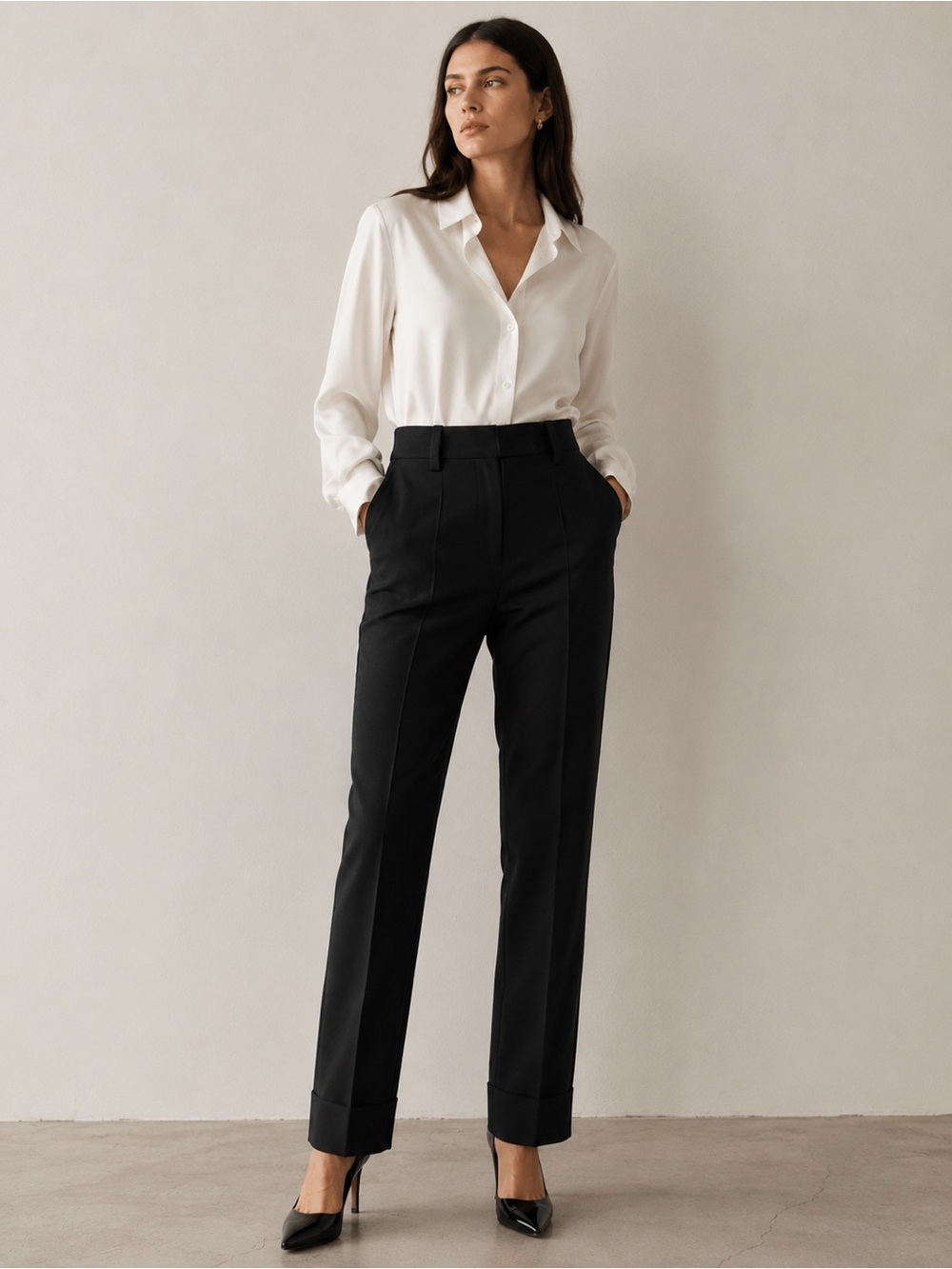 CELINE Paris Vintage Black Wool Blend Tailored Trousers